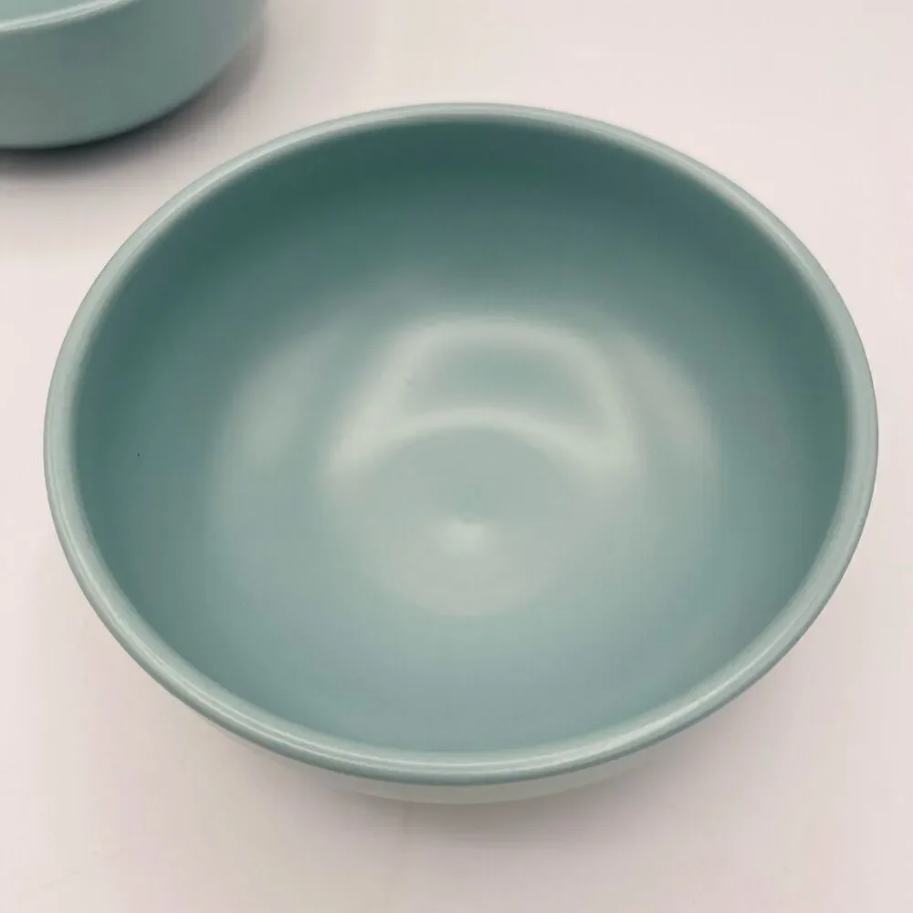 Crate&Barrel Blue Hue Matte Coupe Soup Cereal Bowls (2)